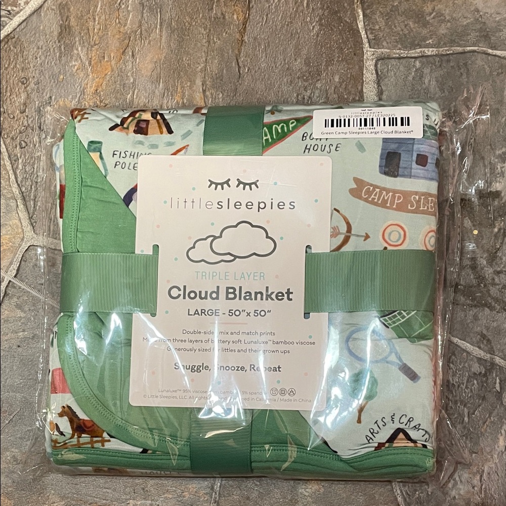Little Sleepies Green Camp Print Cloud Blanket